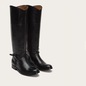 FRYE BLACK LEATHER BOOTS - MELISSA